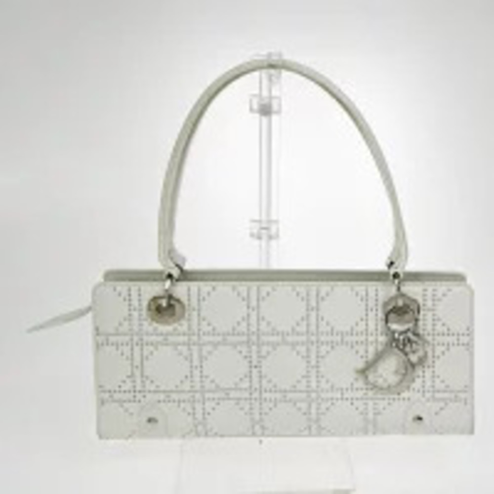 Christian Dior Lady Joy Cannage Handbag Leather White
